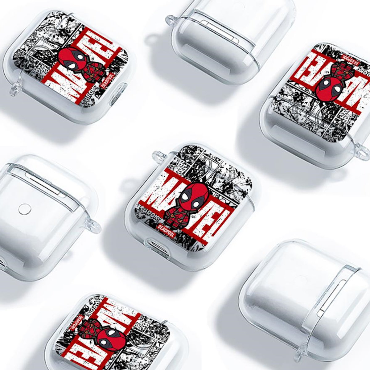 Black AirPods case with Marvel Deadpool design - ChildAngle Deadpool AirPods Case