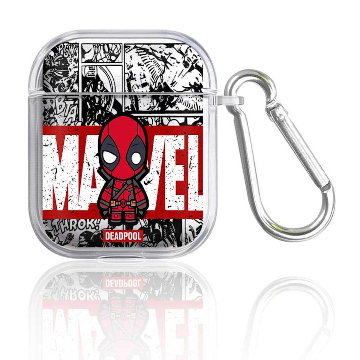 Black AirPods case with Marvel Deadpool design - ChildAngle Deadpool AirPods Case