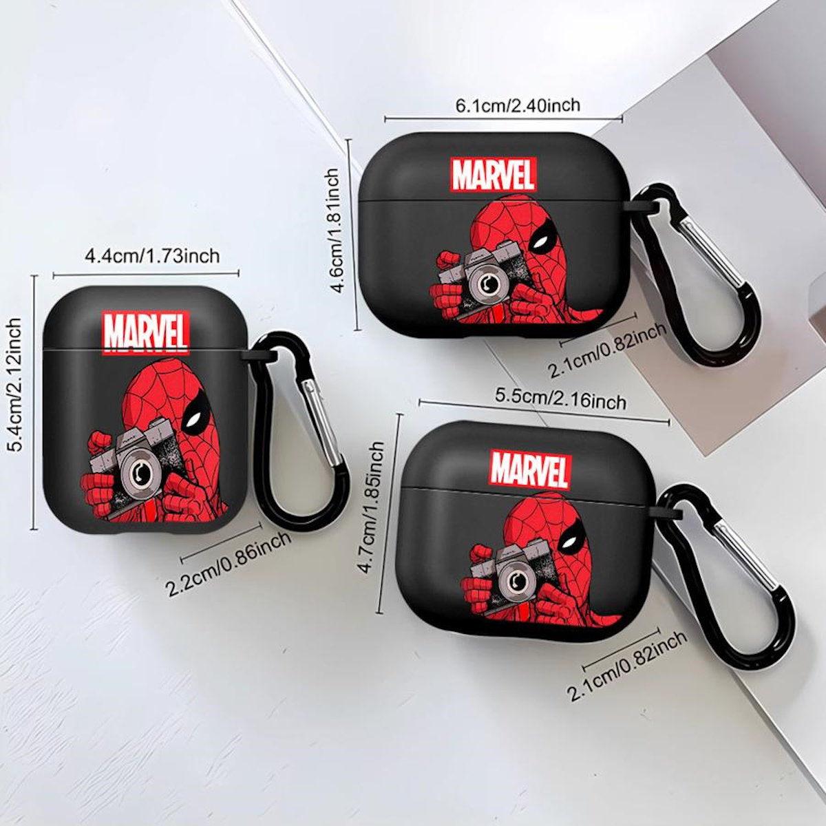 Black AirPods case with Marvel Deadpool design - ChildAngle Deadpool AirPods Case