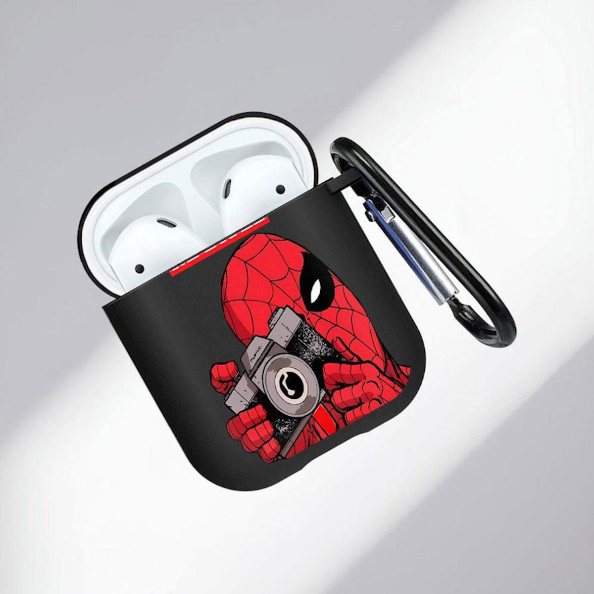 Black AirPods case with Marvel Deadpool design - ChildAngle Deadpool AirPods Case