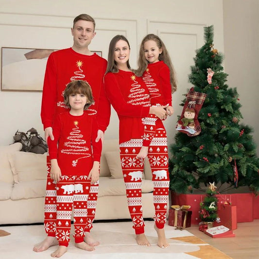 Matching Christmas PJS Snowflake Santa Claus Polar Bear Christmas Tree Pyjamas Set - ChildAngle