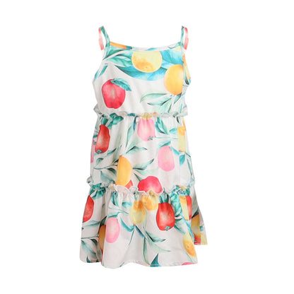 Girls Fruit Print Slip Dress for Spring and Summer