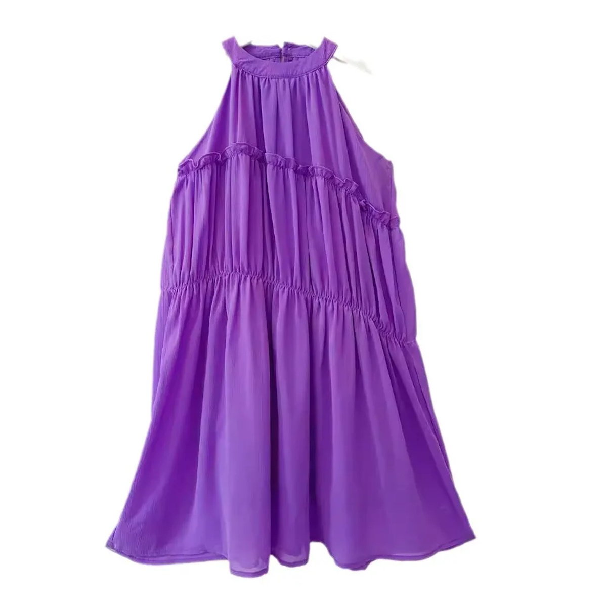 Solid Purple Mommy and Me Matching Ruffle Dress - ChildAngle