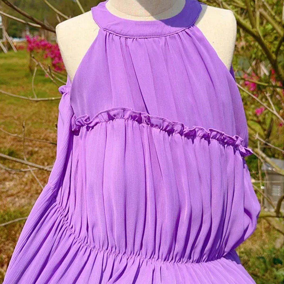 Solid Purple Mommy and Me Matching Ruffle Dress - ChildAngle