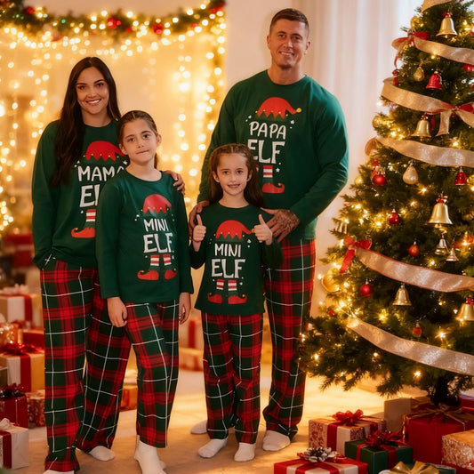 Family Matching Pajama Papa Mama Mini Elf Pajama Set - ChildAngle