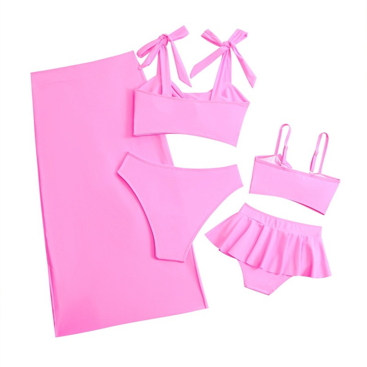 Mommy and Me Matching Beachwear 3PCS Bikini Set with Coverup - ChildAngle