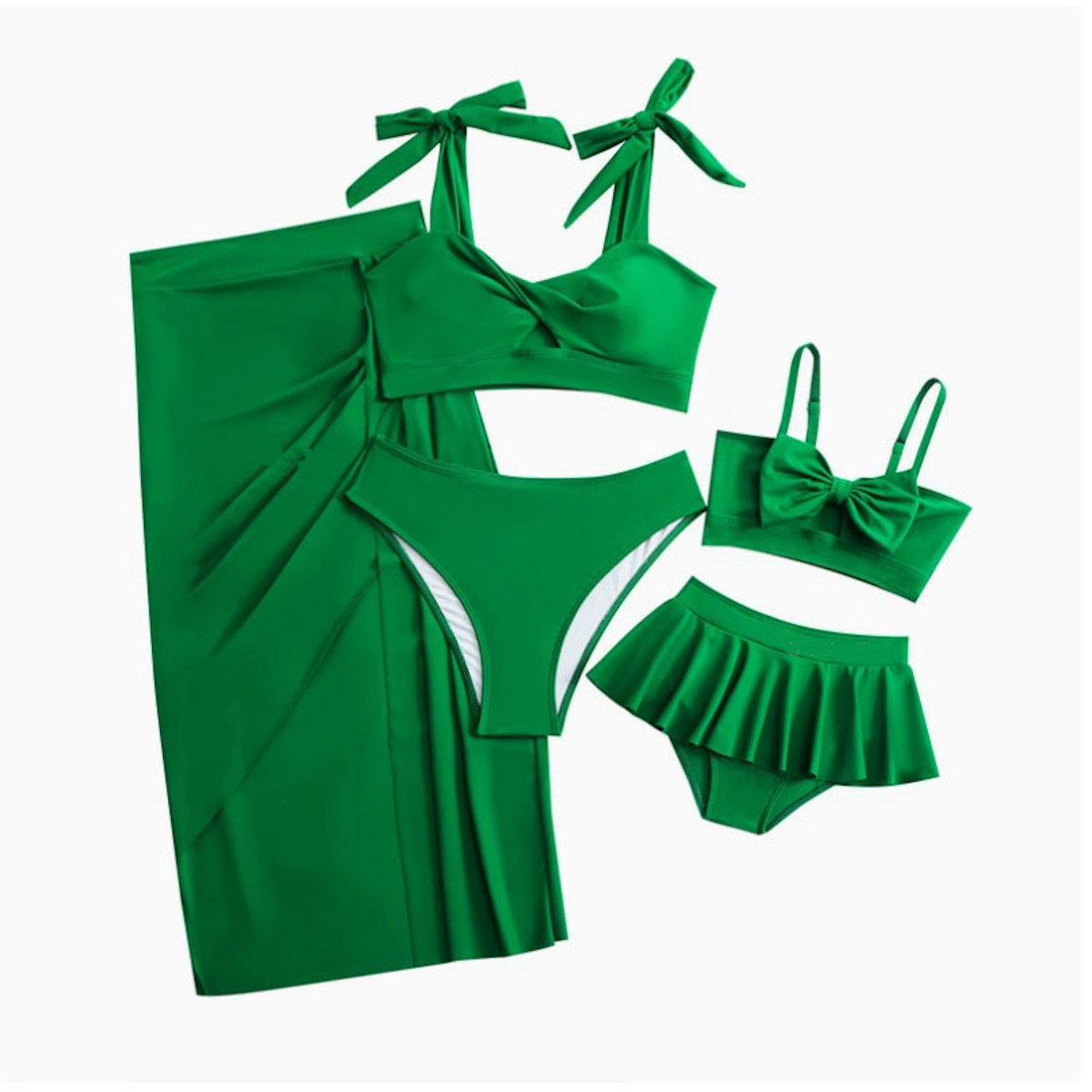 Mommy and Me Matching Beachwear 3PCS Bikini Set with Coverup - ChildAngle