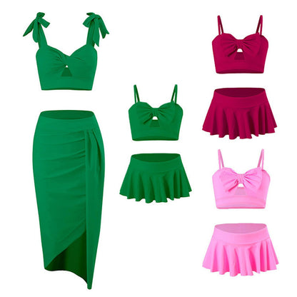 Mommy and Me Matching Beachwear 3PCS Bikini Set with Coverup - ChildAngle