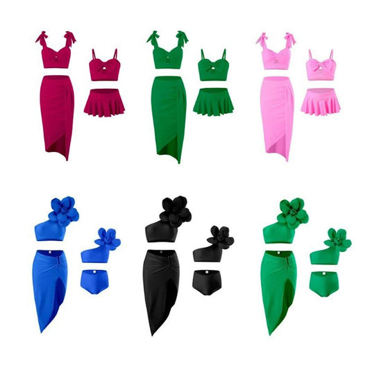 Mommy and Me Matching Beachwear 3PCS Bikini Set with Coverup - ChildAngle