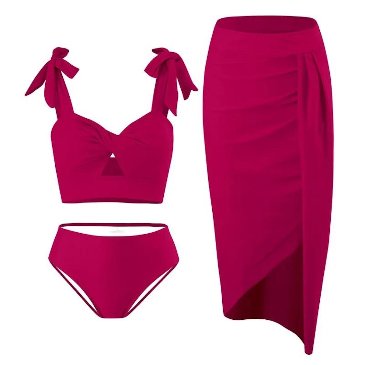 Mommy and Me Matching Beachwear 3PCS Bikini Set with Coverup - ChildAngle