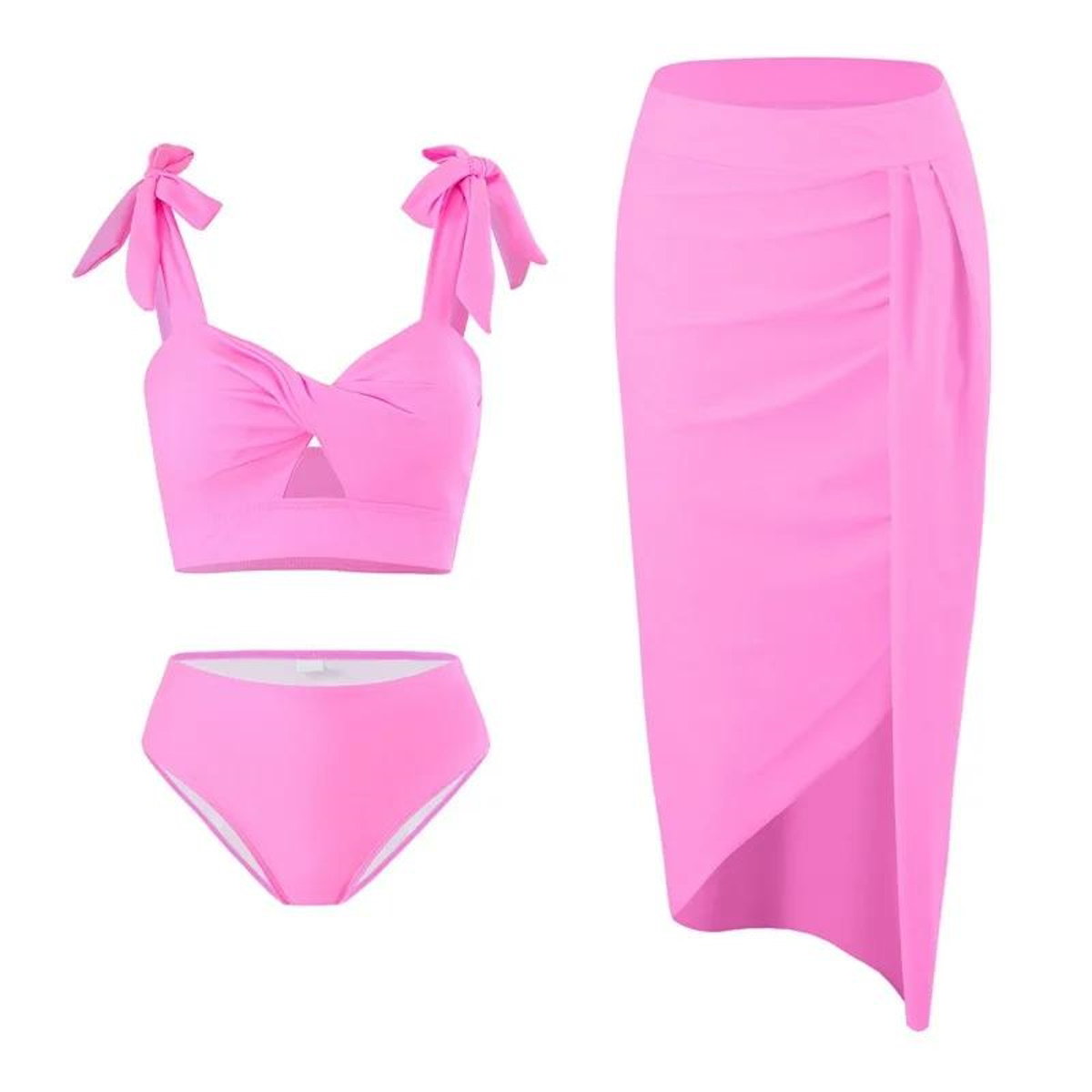 Mommy and Me Matching Beachwear 3PCS Bikini Set with Coverup - ChildAngle