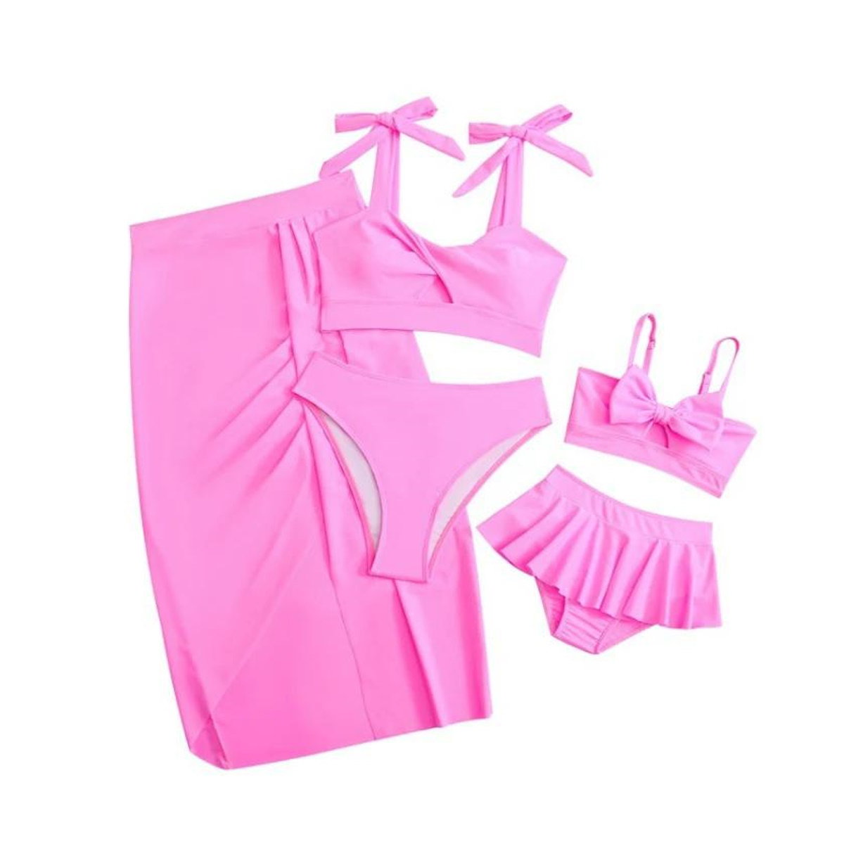 Mommy and Me Matching Beachwear 3PCS Bikini Set with Coverup - ChildAngle