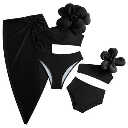 Mommy and Me Matching Beachwear 3PCS Bikini Set with Coverup - ChildAngle