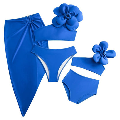 Mommy and Me Matching Beachwear 3PCS Bikini Set with Coverup - ChildAngle
