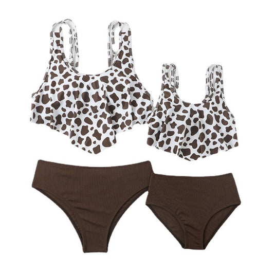 Leopard print bikini top and brown bottoms - ChildAngle