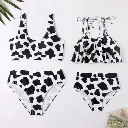 Cow print swimsuit set Mommy and Me Swimsuits - ChildAngle