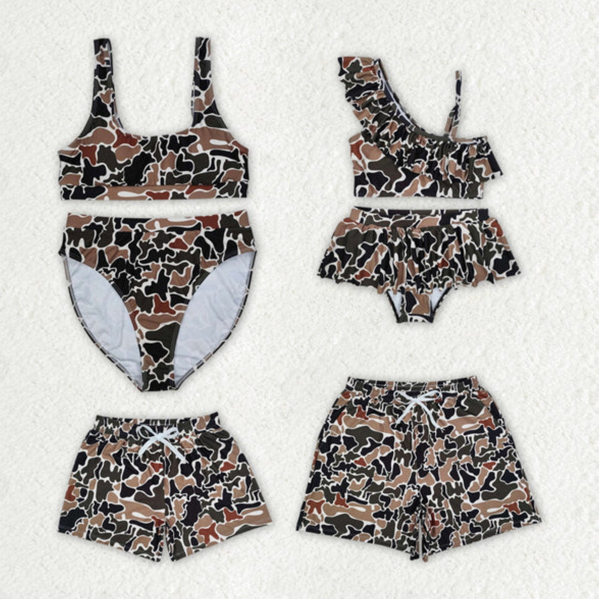 Camouflage-patterned swimsuit set Bikini Set Swim Trunks - ChildAngle