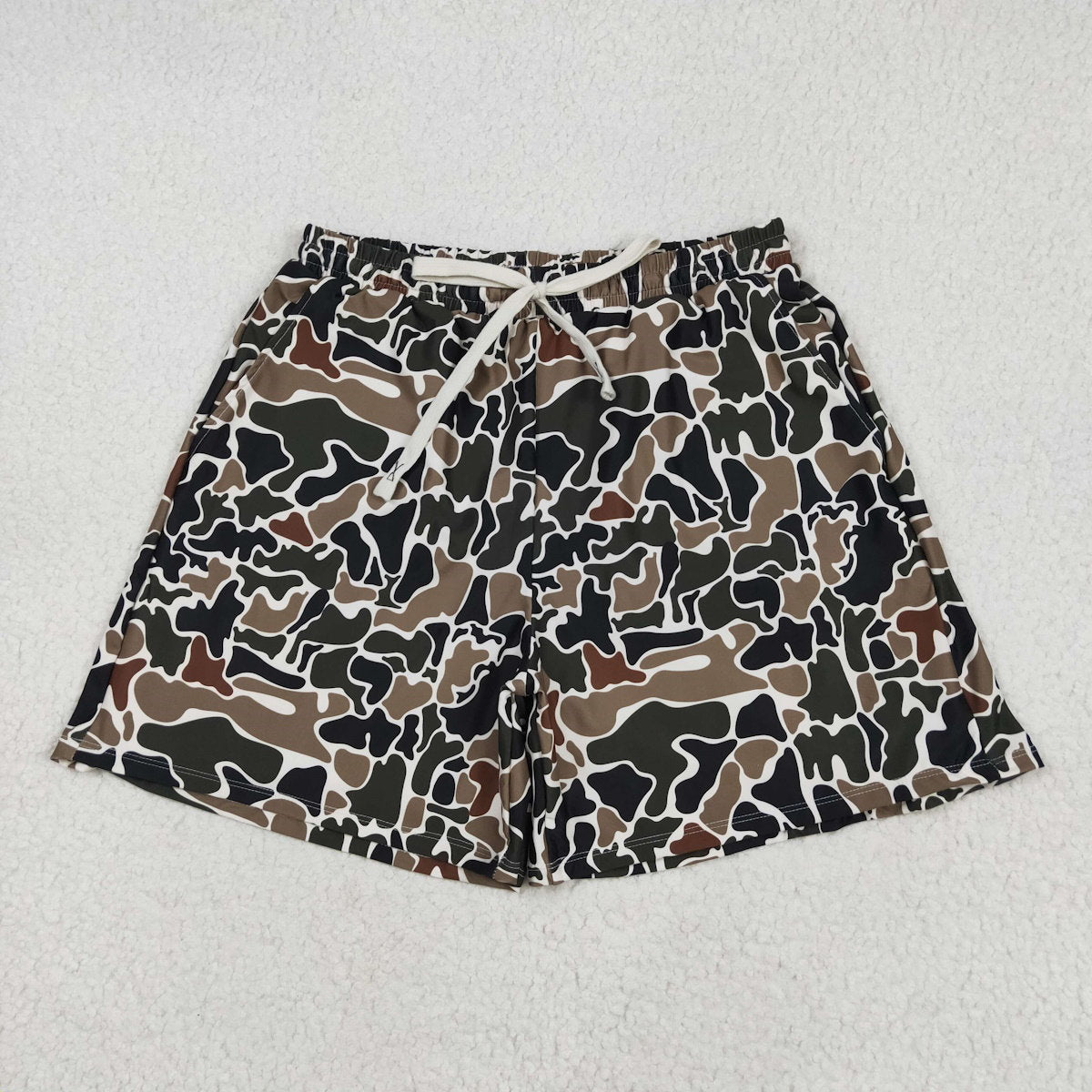 Camouflage patterned swim trunks - ChildAngle