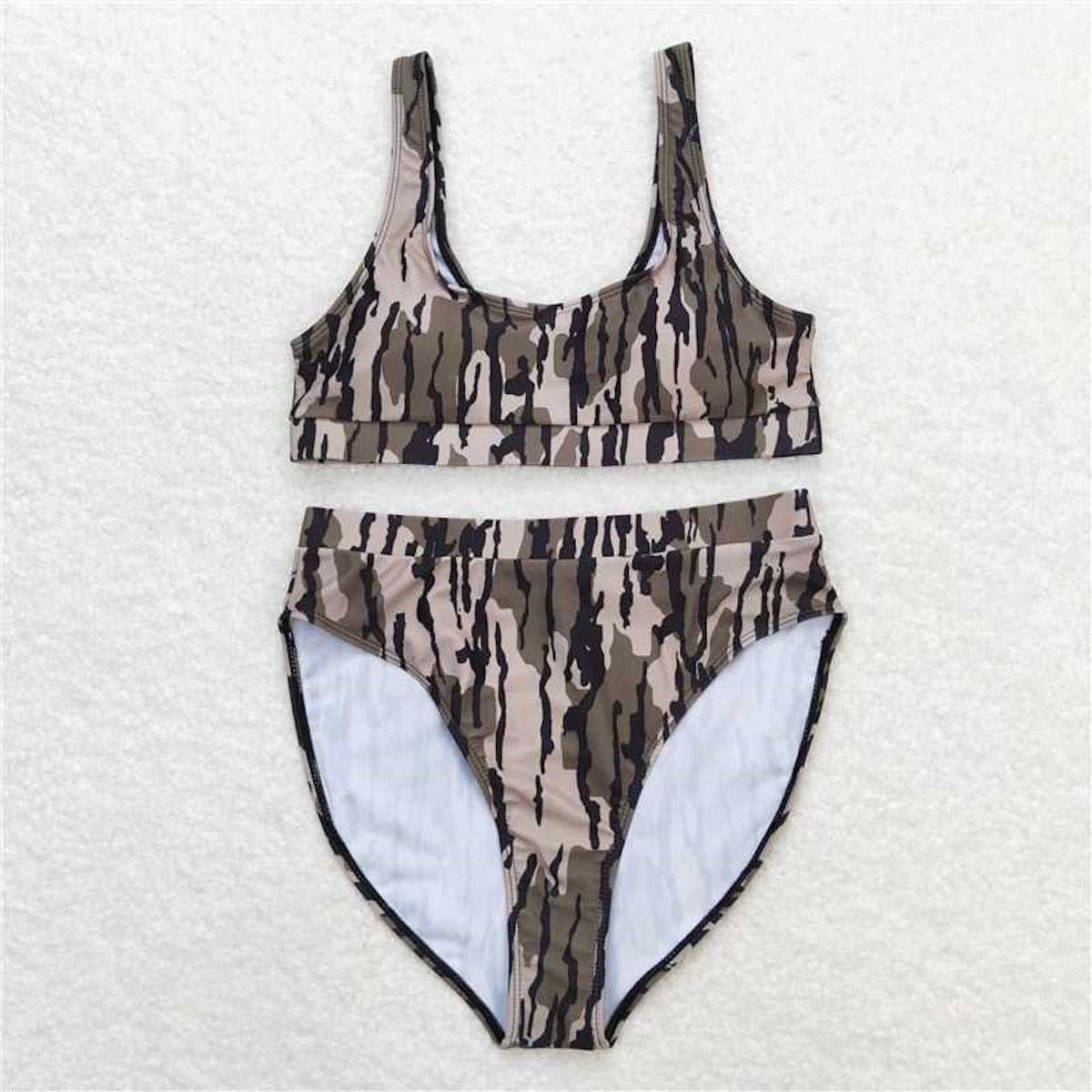 Camouflage-patterned bikini set high cut bikini set - ChildAngle