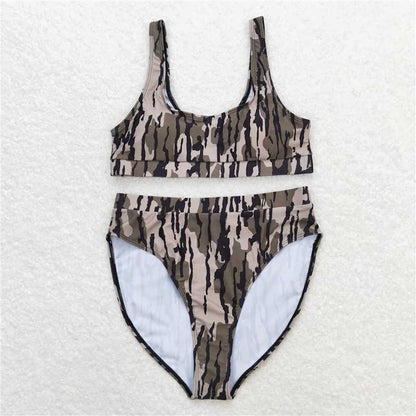 Camouflage-patterned bikini set high cut bikini set - ChildAngle