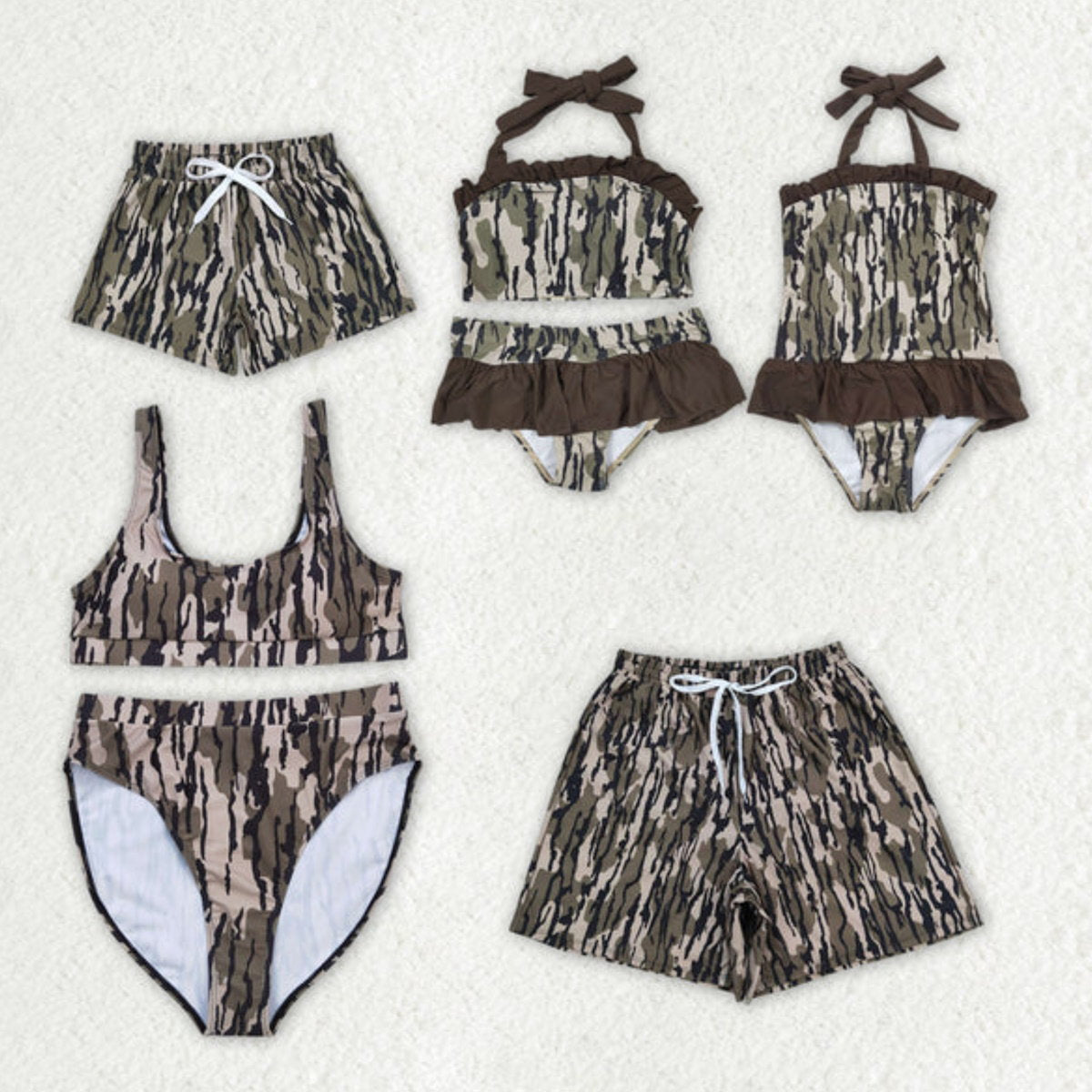 Camouflage swimwear set with matching swim trunks - ChildAngle