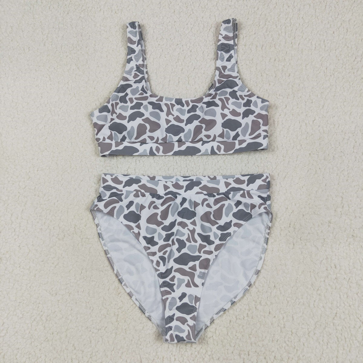 Gray and white patterned bikini set - ChildAngle
