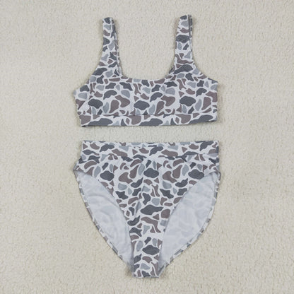 Gray and white patterned bikini set - ChildAngle
