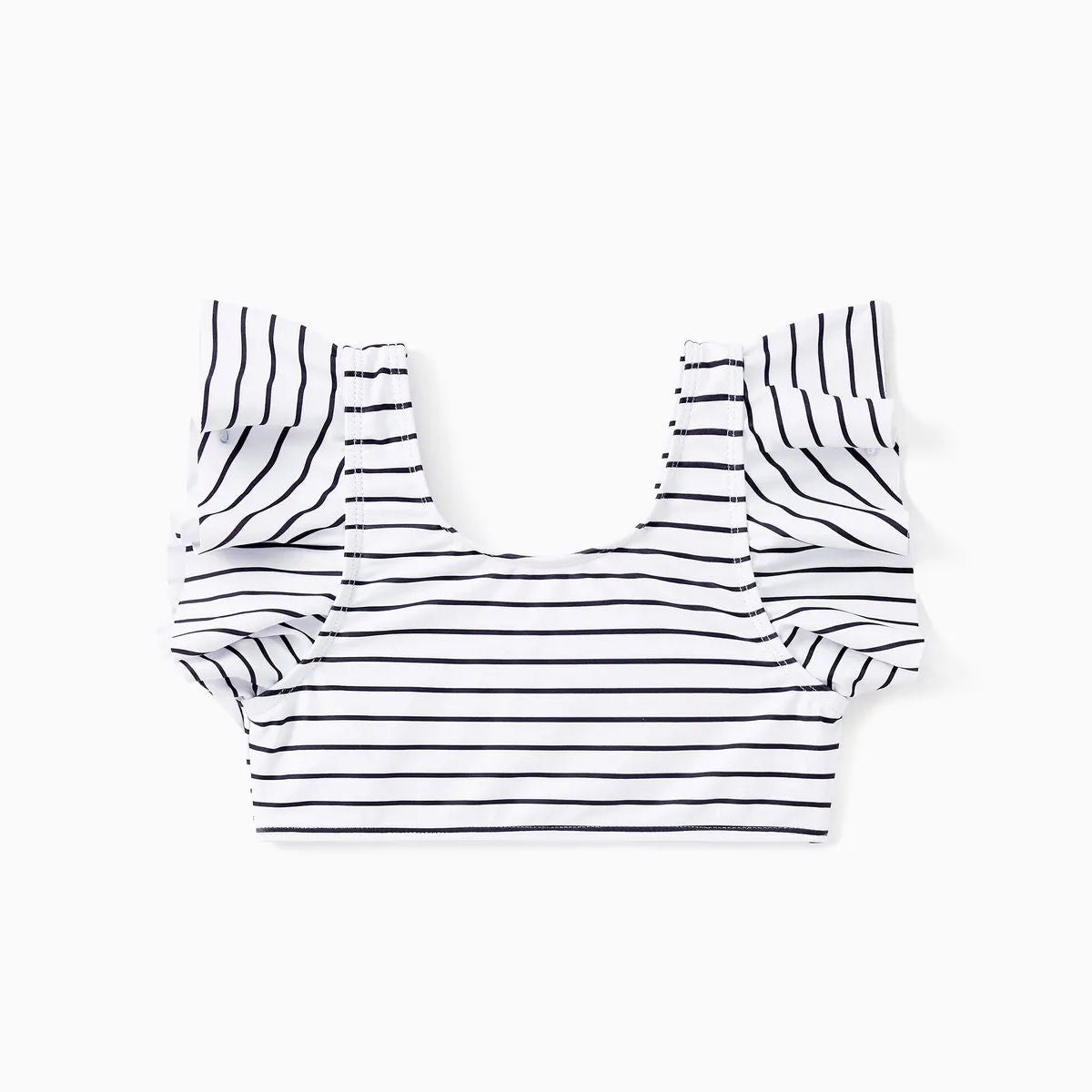Back Tie Striped Top and Ruched Green Bottom Two Pieces Swimsuits and Drawstring Striped Colorblock Swim Trunks - ChildAngle