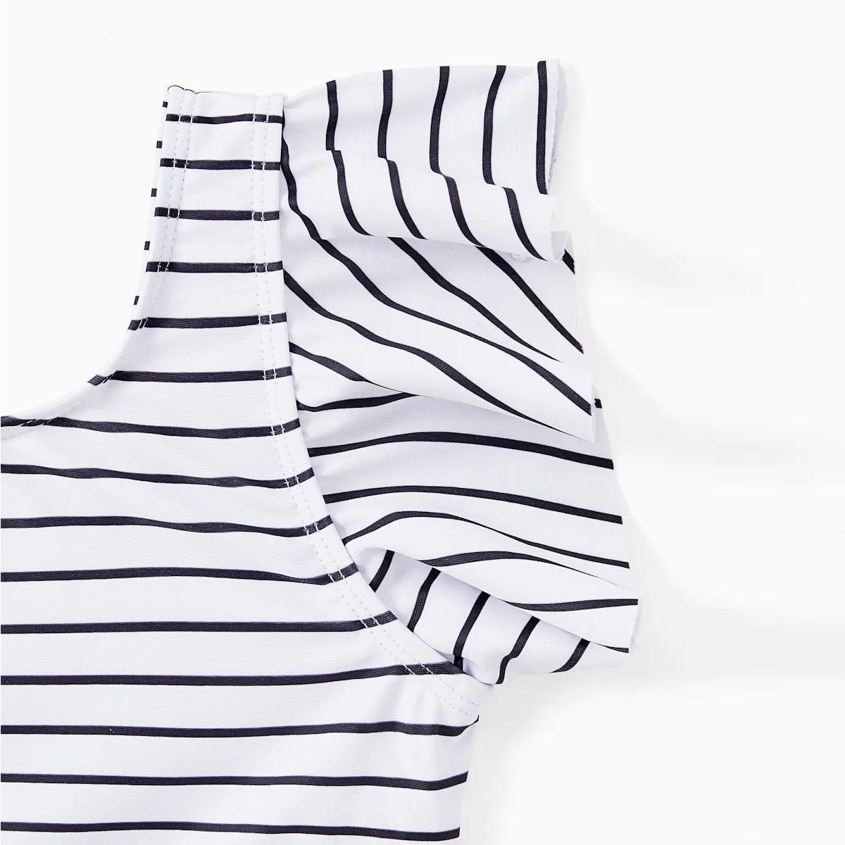 Back Tie Striped Top and Ruched Green Bottom Two Pieces Swimsuits and Drawstring Striped Colorblock Swim Trunks - ChildAngle