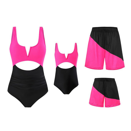 Black and pink swimsuit set with two pieces - ChildAngle