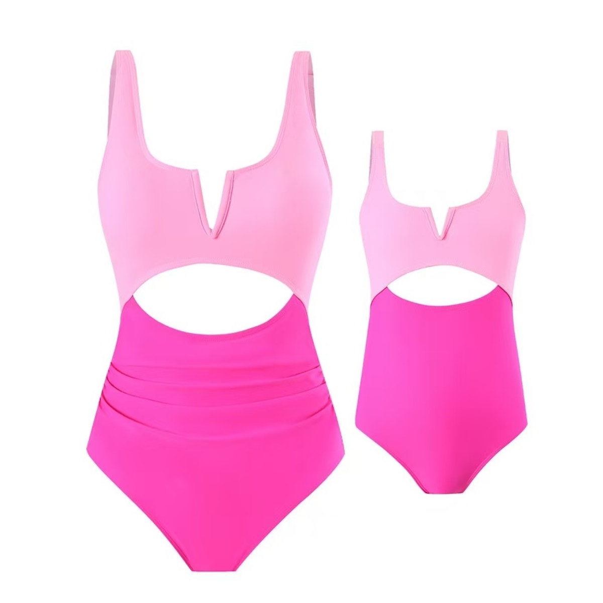 Pink one-piece swimsuit with cut-out design - ChildAngle