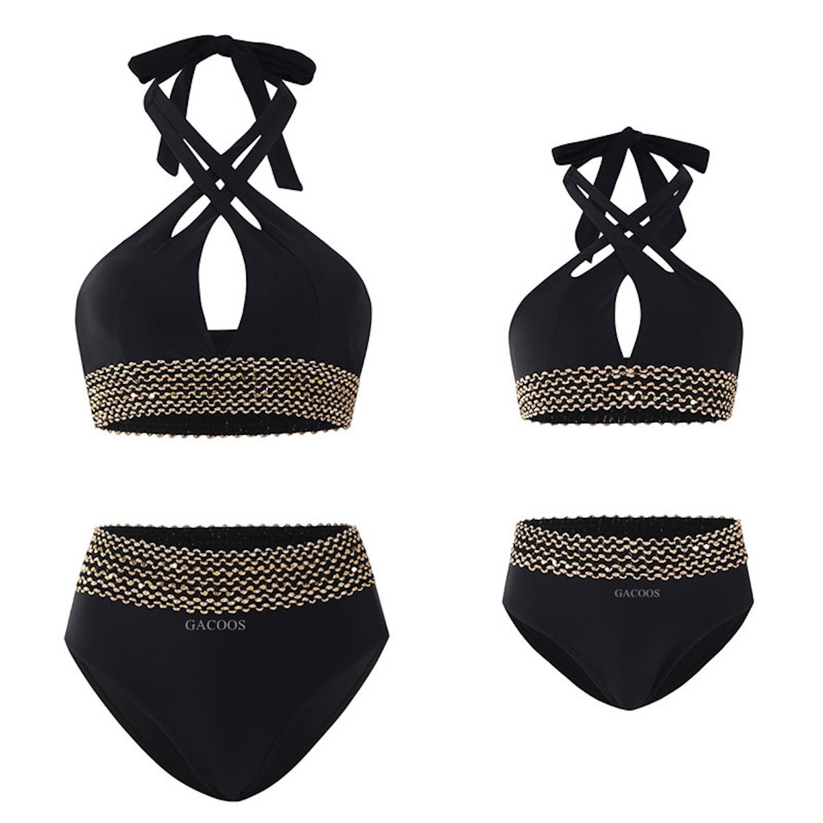 Mommy and Me Matching Swimsuits Black Cutout One Piece Swimwear - ChildAngle