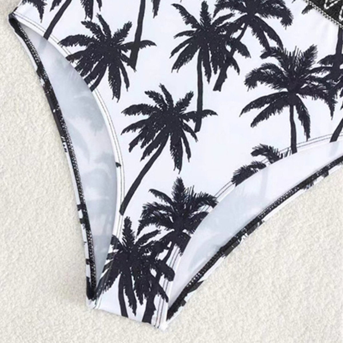 Matching Family Swimsuit Black White Palm Tree Mom Dad Swimsuit - ChildAngle