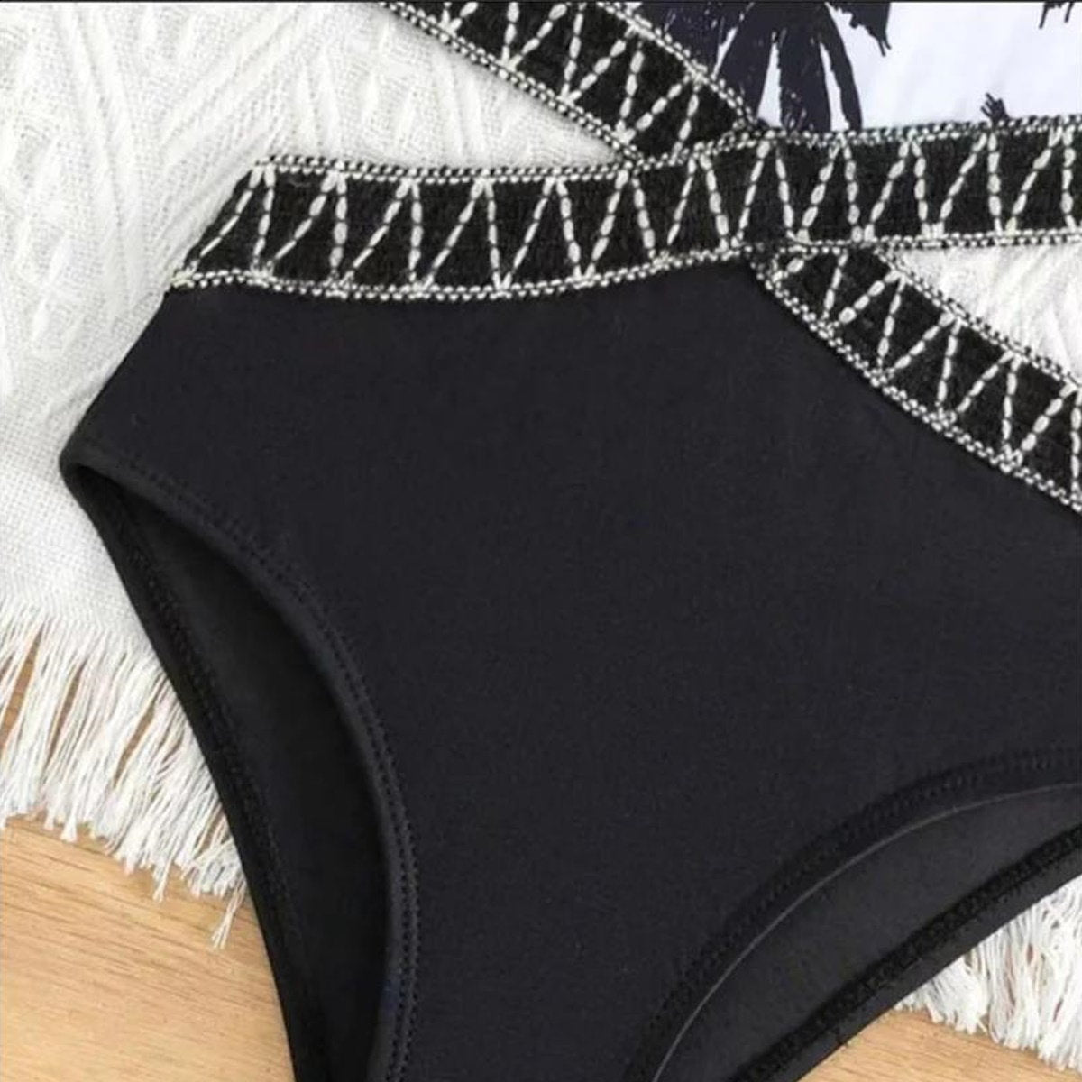 Matching Family Swimsuit Black White Palm Tree Mom Dad Swimsuit - ChildAngle