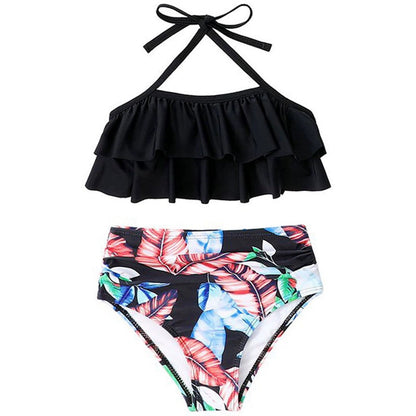 Matching Family Swimsuit Palm Leaves Ruffle Bathing Suit Bikini Set Swim Trunks - ChildAngle