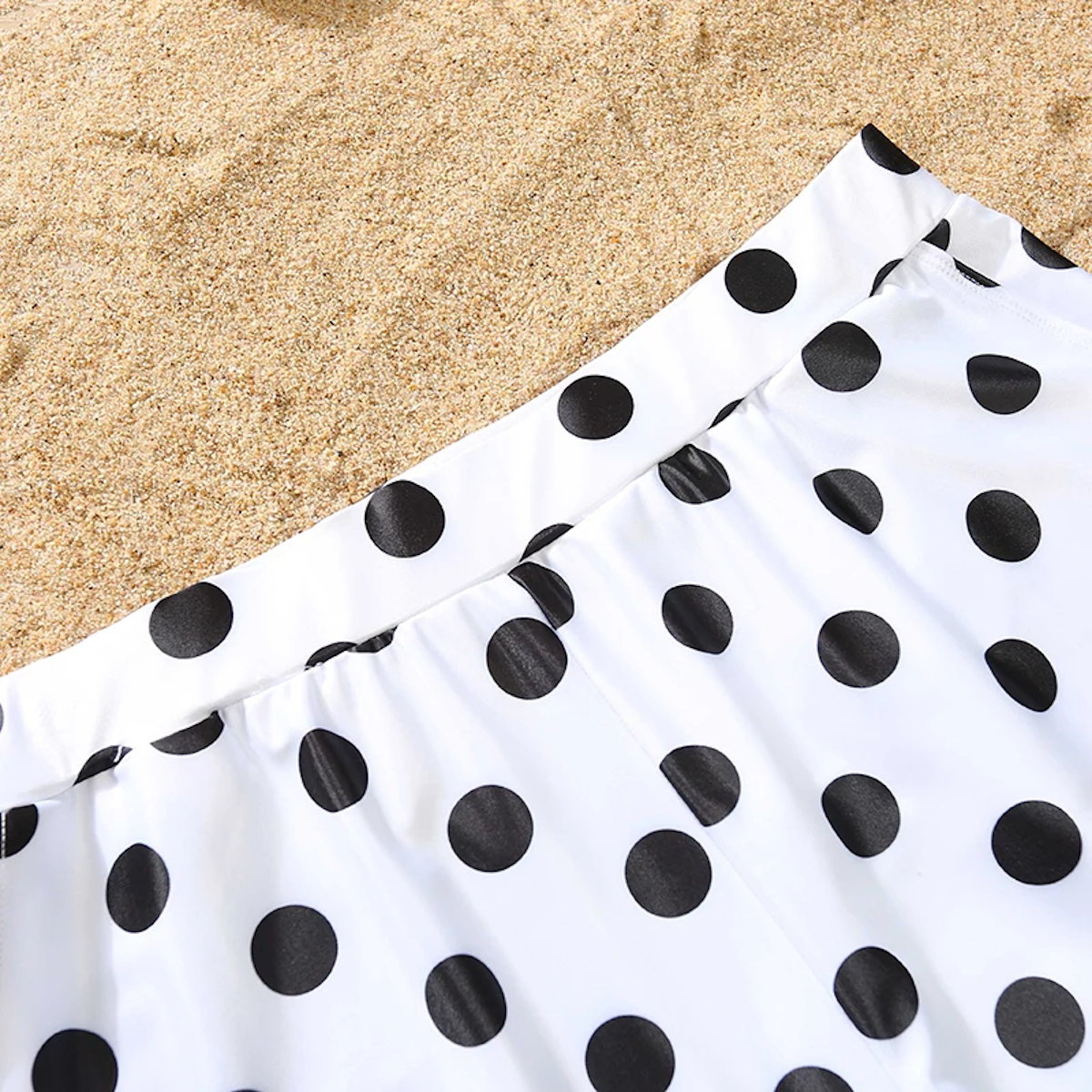 Matching Family Swimsuits Black and White Polka Dot One Piece Swimsuits Swim Trunks - ChildAngle
