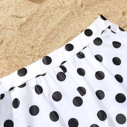 Matching Family Swimsuits Black and White Polka Dot One Piece Swimsuits Swim Trunks - ChildAngle