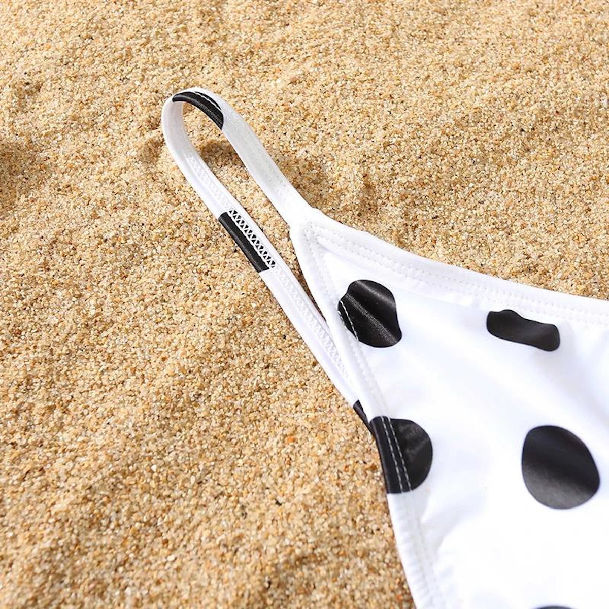 Matching Family Swimsuits Black and White Polka Dot One Piece Swimsuits Swim Trunks - ChildAngle