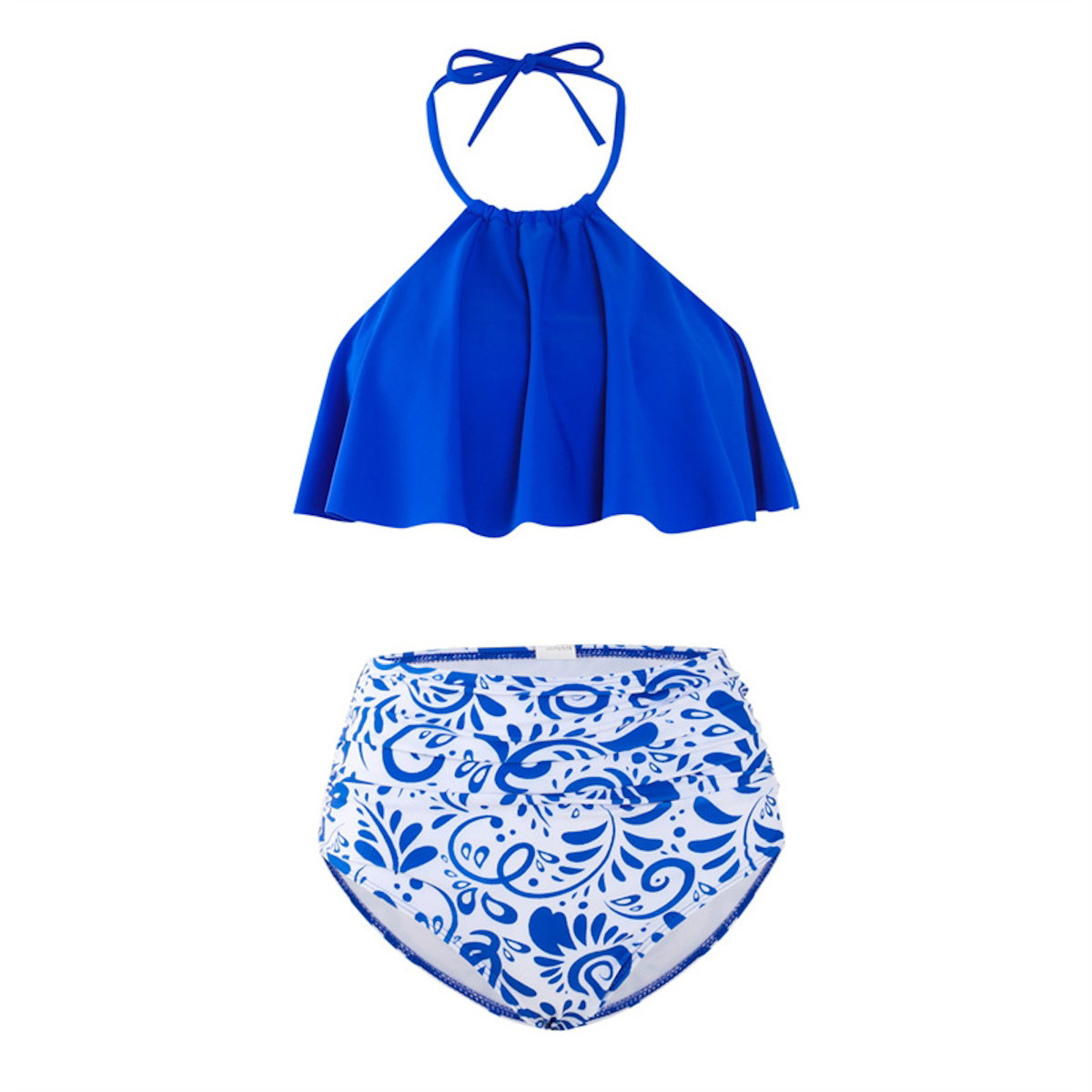 Blue bikini top and patterned bottom - ChildAngle