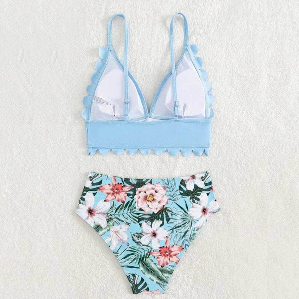 Matching Family Swimsuit Sky Blue Ruffle Floral Bikini Set Swimsuit - ChildAngle