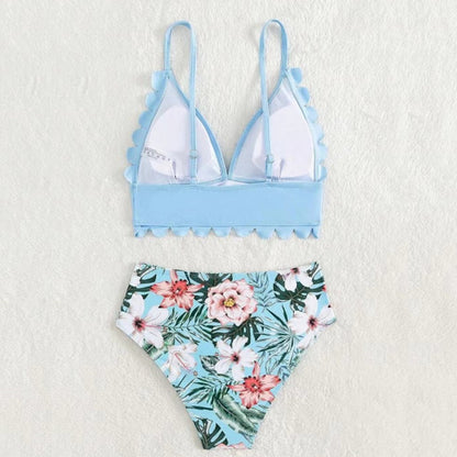 Matching Family Swimsuit Sky Blue Ruffle Floral Bikini Set Swimsuit - ChildAngle