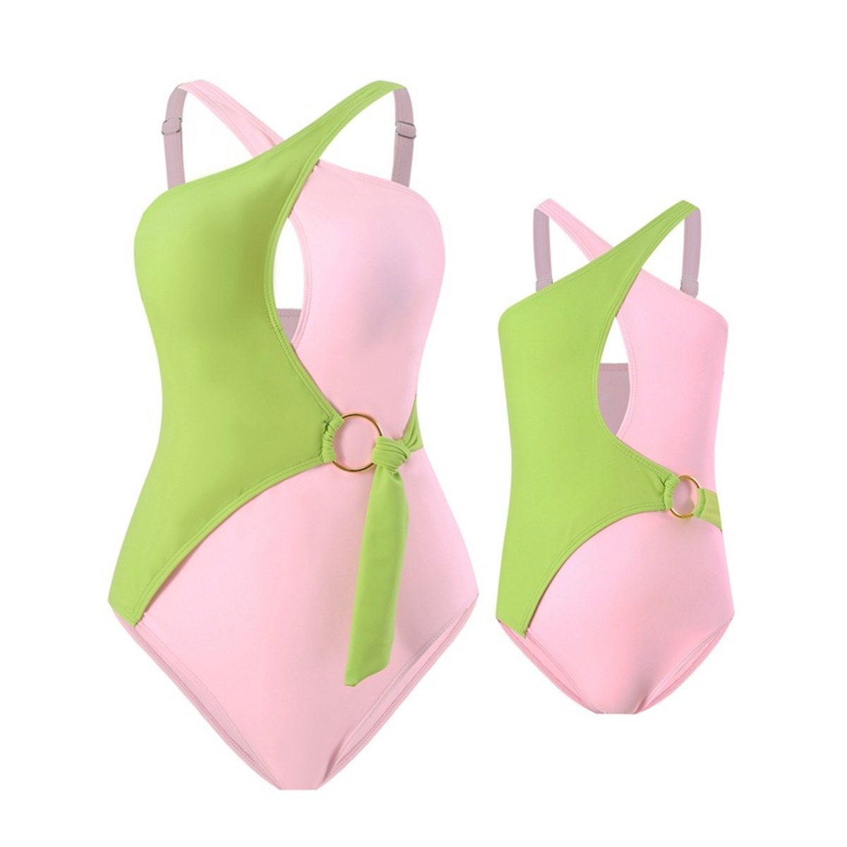 Mommy and Me Colorblock One Piece Swimsuits - ChildAngle