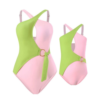 Mommy and Me Colorblock One Piece Swimsuits - ChildAngle