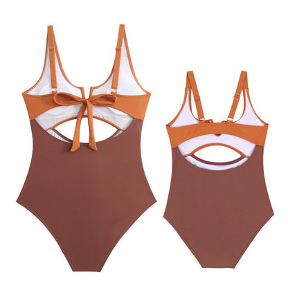 Mommy and Me Colorblock One Piece Swimsuits - ChildAngle