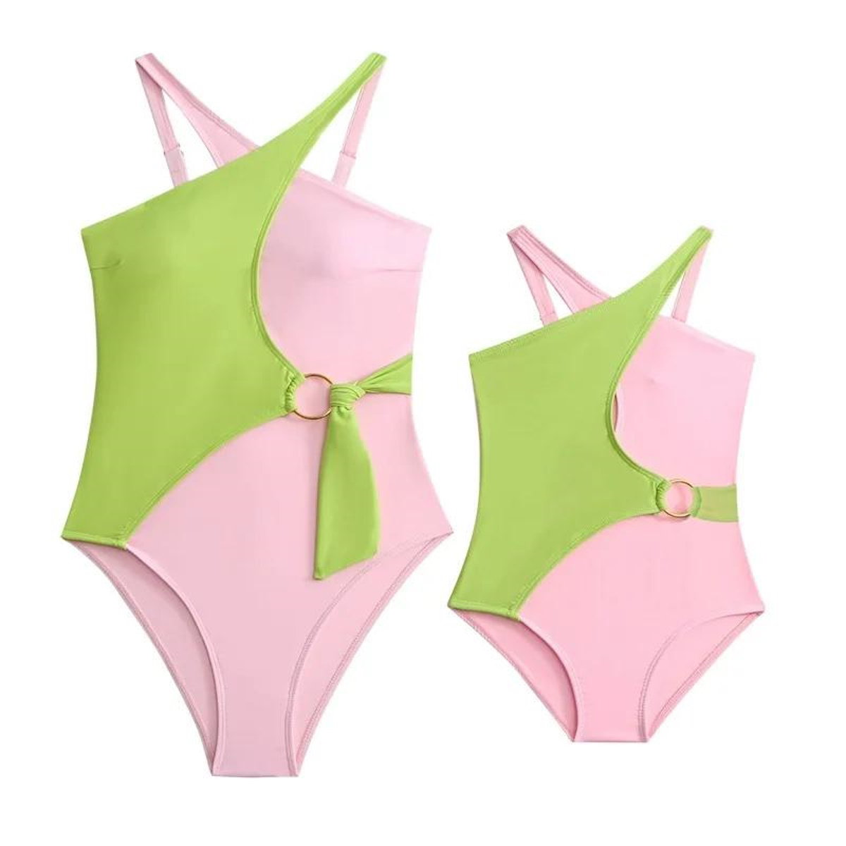 Mommy and Me Colorblock One Piece Swimsuits - ChildAngle