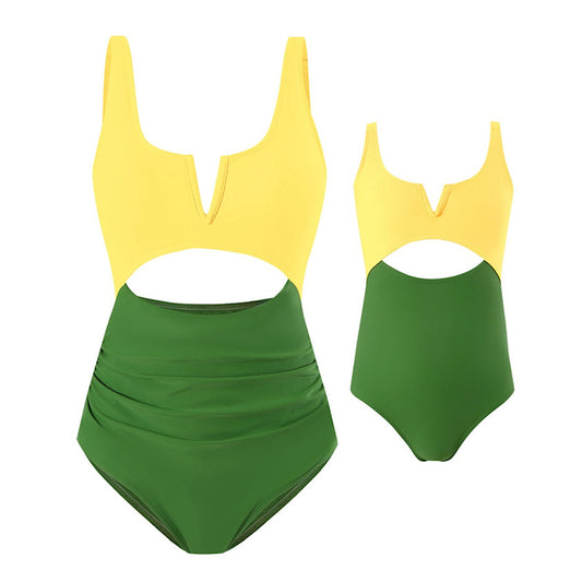 Mommy and Me Colorblock One Piece Swimsuits - ChildAngle