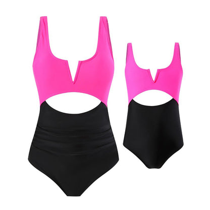 Mommy and Me Colorblock One Piece Swimsuits - ChildAngle