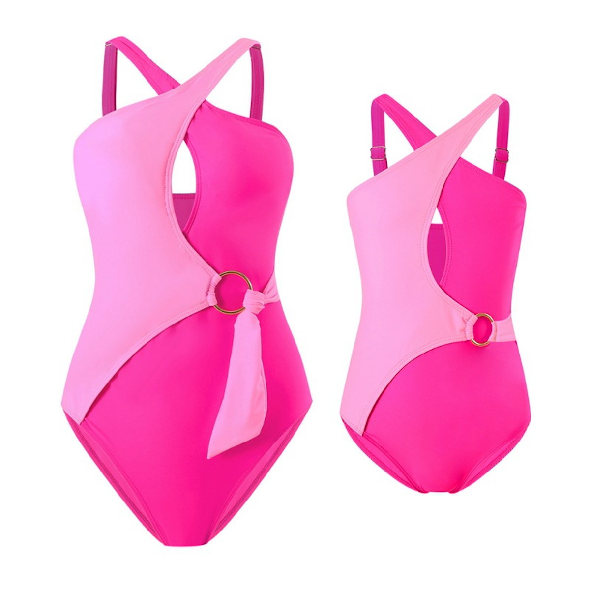 Mommy and Me Colorblock One Piece Swimsuits - ChildAngle
