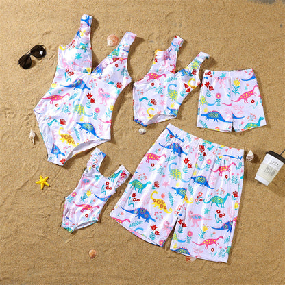Family Matching Swimsuit Dinossaur One Piece Swimwear and Swim Trunks - ChildAngle