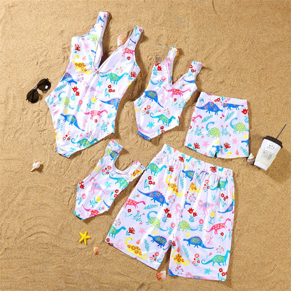 Family Matching Swimsuit Dinossaur One Piece Swimwear and Swim Trunks - ChildAngle